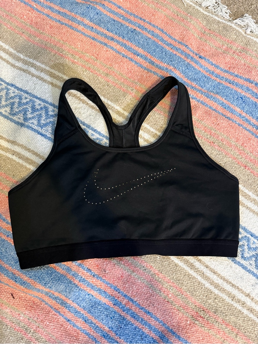 Nike Black Racerback Sports Bra with Perforated Swoosh